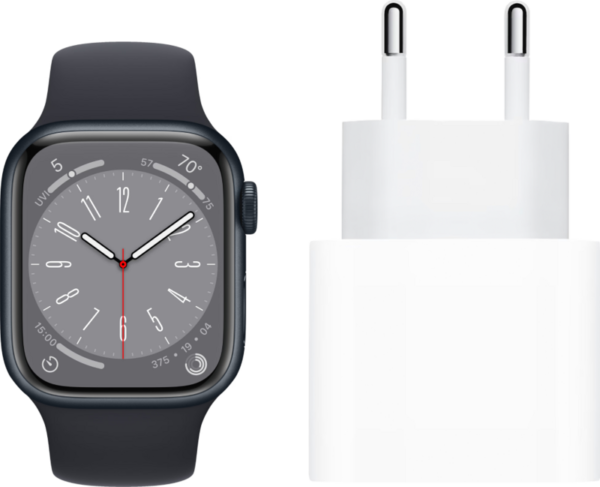 Apple Watch Series 8 4G 41mm Midnight Aluminium Midnight Sportband + Oplader - vergelijk en bespaar - Vergelijk365