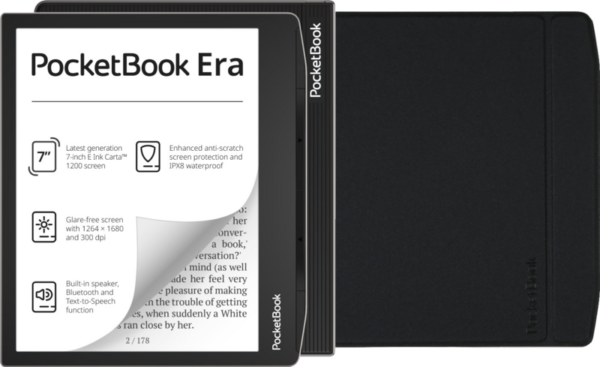 PocketBook Era 16GB Zilver + Flip Book Case Zwart - vergelijk en bespaar - Vergelijk365