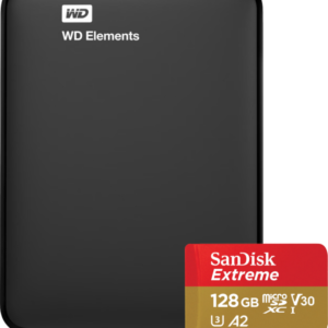 WD Elements Portable 1TB + SanDisk MicroSDXC Extreme 128GB - vergelijk en bespaar - Vergelijk365
