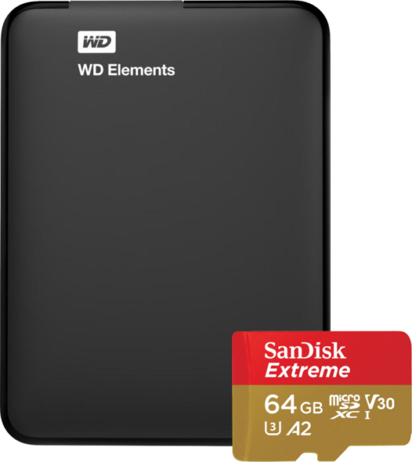 WD Elements Portable 1TB + SanDisk MicroSDXC Extreme 64GB - vergelijk en bespaar - Vergelijk365