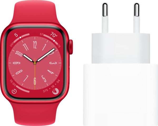 Apple Watch Series 8 4G 45mm RED Aluminium RED Sportband + Oplader - vergelijk en bespaar - Vergelijk365