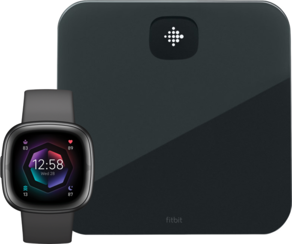 Fitbit Sense 2 Zwart+ Fitbit Aria Air Weegschaal Zwart - vergelijk en bespaar - Vergelijk365