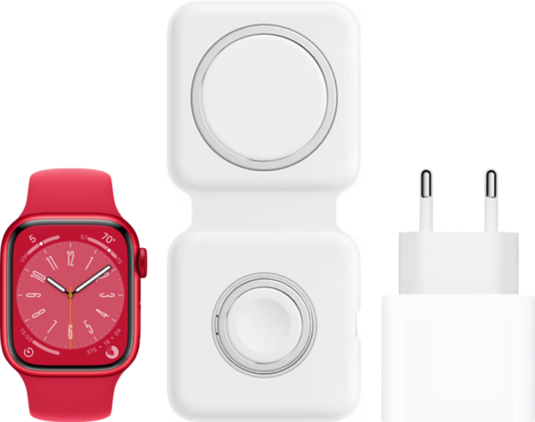 Apple Watch Series 8 4G 41mm RED Aluminium RED Sportband + MagSafe Oplaadpakket - vergelijk en bespaar - Vergelijk365