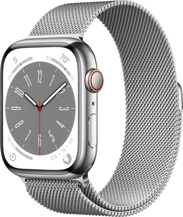 Apple Watch Series 8 4G 45mm Zilver Rvs Milanese Polsband - vergelijk en bespaar - Vergelijk365