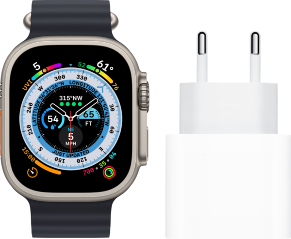 Apple Watch Ultra 4G 49mm Titanium Midnight Ocean Band + Oplader - vergelijk en bespaar - Vergelijk365