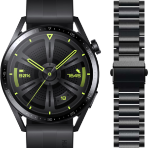 Huawei Watch GT 3 Active Zwart 46mm + Just in Case Huawei RVS Bandje Zwart 22mm - vergelijk en bespaar - Vergelijk365