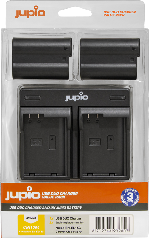 Jupio Kit: Battery EN-EL15C (2x) + USB Dual Charger - vergelijk en bespaar - Vergelijk365