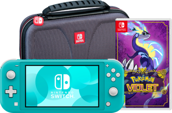 Nintendo Switch Lite Turquoise + Pokémon Violet + Bigben Beschermtas - vergelijk en bespaar - Vergelijk365