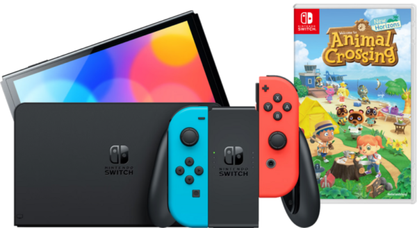 Nintendo Switch OLED Rood/Blauw + Animal Crossing New Horizons - vergelijk en bespaar - Vergelijk365