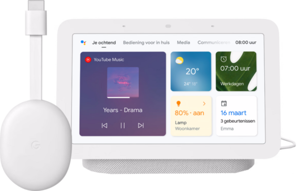 Google Chromecast HD met Google TV + Google Nest Hub 2 Chalk - vergelijk en bespaar - Vergelijk365