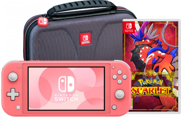Nintendo Switch Lite Koraal + Pokémon Scarlet + Bigben Beschermtas - vergelijk en bespaar - Vergelijk365