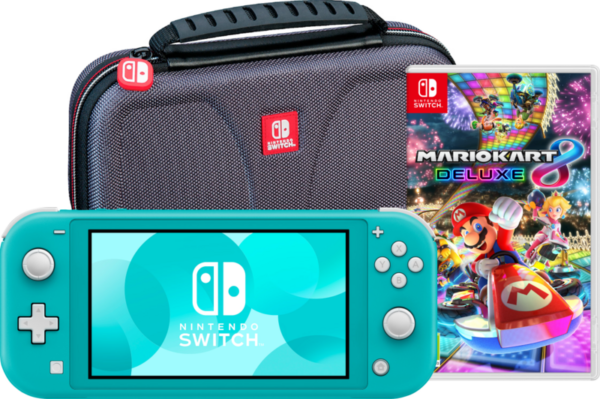 Nintendo Switch Lite Turquoise + Mario Kart 8 Deluxe + Bigben Beschermtas - vergelijk en bespaar - Vergelijk365