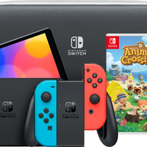 Nintendo Switch OLED Rood/Blauw + Animal Crossing New Horizons + hoesje - vergelijk en bespaar - Vergelijk365