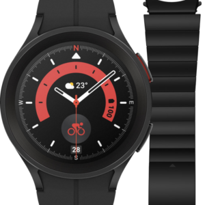 Samsung Galaxy Watch5 Pro Zwart 45mm + Galaxy Watch5 Pro Titanium Bandje Zwart 20 mm - vergelijk en bespaar - Vergelijk365