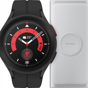 Samsung Galaxy Watch5 Pro Zwart 45mm + Battery Pack Draadloze Powerbank 10.000 mAh - vergelijk en bespaar - Vergelijk365