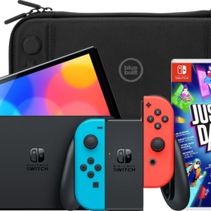 Nintendo Switch OLED Blauw/Rood + Just Dance 2022 + Bluebuilt Travel Case - vergelijk en bespaar - Vergelijk365
