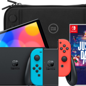 Nintendo Switch OLED Blauw/Rood + Just Dance 2023 + Bluebuilt Travel Case - vergelijk en bespaar - Vergelijk365