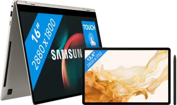 Samsung Galaxy Book3 Pro 360 NP960QFG-KB1NL  + Galaxy Tab S8 Plus - vergelijk en bespaar - Vergelijk365