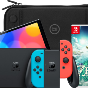 Nintendo Switch OLED Rood/Blauw + Zelda: Tears of the Kingdom + Bluebuilt Beschermhoes - vergelijk en bespaar - Vergelijk365