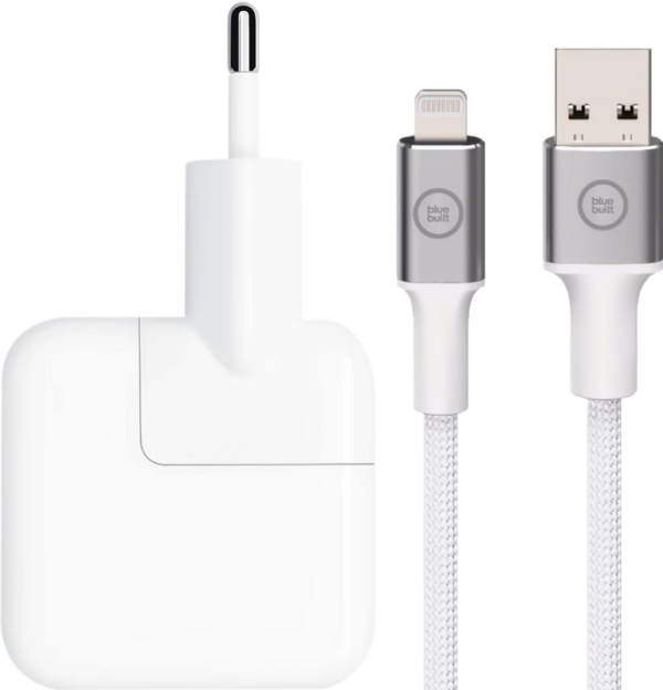 Apple 12W USB Oplader + BlueBuilt Usb A naar Lightning Kabel 1