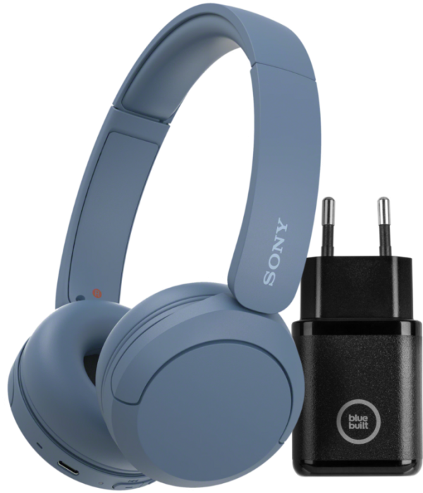 Sony WH-CH520 Blauw + BlueBuilt Quick Charge Oplader met Usb A Poort 18W Zwart - vergelijk en bespaar - Vergelijk365