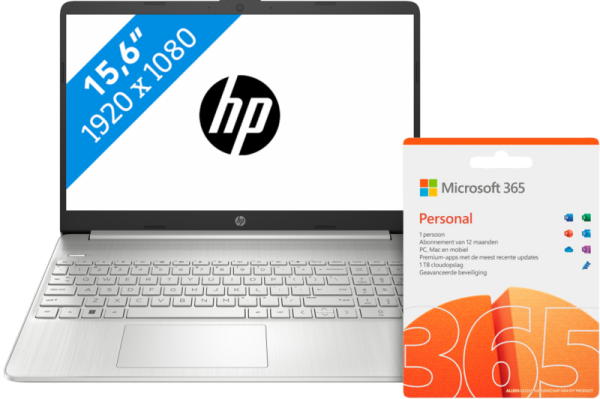 HP Laptop 15s-eq2956nd + Microsoft Office 365 Personal NL Abonnement 1 jaar - vergelijk en bespaar - Vergelijk365