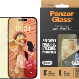 PanzerGlass Ultra-Wide Fit Apple iPhone 15 Blauw Licht Filter Screenprotector Glas Zwart - vergelijk en bespaar - Vergelijk365
