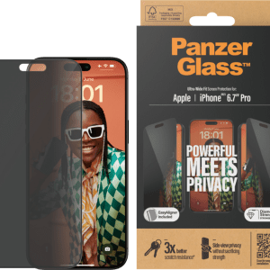 PanzerGlass Ultra-Wide Fit Apple iPhone 15 Pro Max Privacy Screenprotector Glas - vergelijk en bespaar - Vergelijk365