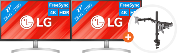2x LG 27UL500 + NewStar FPMA-D550DBLACK - vergelijk en bespaar - Vergelijk365