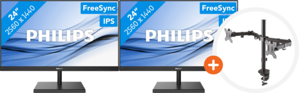 2x Philips 245E1S + NewStar FPMA-D550DBLACK - vergelijk en bespaar - Vergelijk365