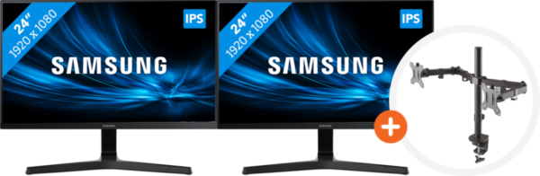 2x Samsung LS24R356FHU + NewStar FPMA-D550DBLACK - vergelijk en bespaar - Vergelijk365