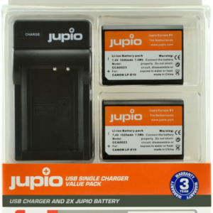 Jupio Kit: Battery LP-E10 (2x) + USB Single Charger - vergelijk en bespaar - Vergelijk365