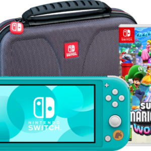 Nintendo Switch Lite Turquoise + Super Mario Bros. Wonder + Beschermhoes - vergelijk en bespaar - Vergelijk365