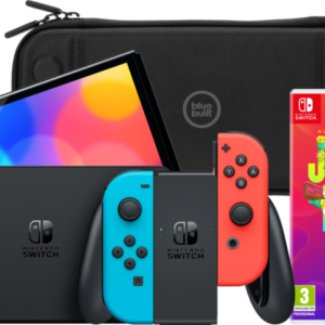 Nintendo Switch OLED Rood/Blauw + Just Dance 2024 + BlueBuilt Beschermhoes - vergelijk en bespaar - Vergelijk365