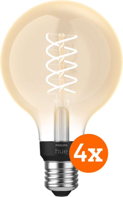Philips Hue Filamentlamp White Globe E27 4-pack - vergelijk en bespaar - Vergelijk365