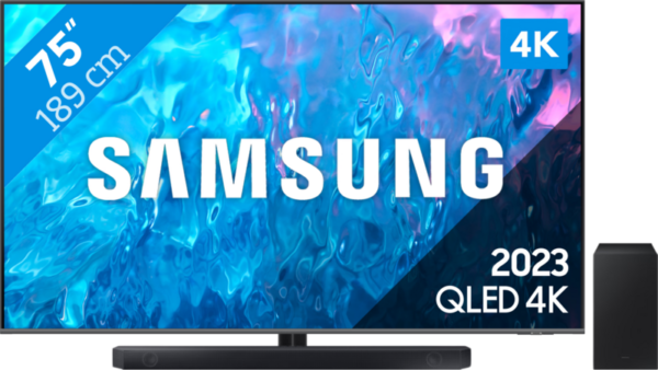 Samsung QLED 75Q74C (2023) + soundbar - vergelijk en bespaar - Vergelijk365