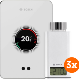 Bosch EasyControl CT200 Wit + 3x Bosch EasyControl Smart Radiator Thermostat RT10-RF - vergelijk en bespaar - Vergelijk365