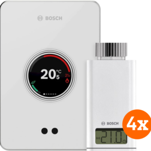 Bosch EasyControl CT200 wit + 4x Bosch EasyControl Smart Radiator Thermostat RT10-RF - vergelijk en bespaar - Vergelijk365