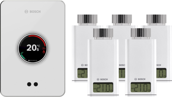 Bosch EasyControl CT200 wit + 5x Bosch EasyControl Smart Radiator Thermostat RT10-RF - vergelijk en bespaar - Vergelijk365