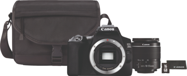 Canon EOS 250D Zwart + 18-55mm f/3.5-5.6 DC III + Tas + 16GB geheugenkaart + doekje - vergelijk en bespaar - Vergelijk365