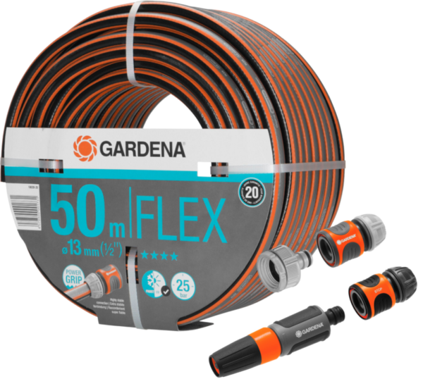 Gardena Comfort FLEX 1/2 50m + Koppelstukken - vergelijk en bespaar - Vergelijk365