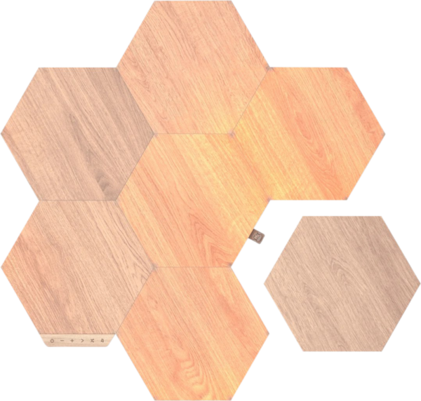 Nanoleaf Elements Wood Look Hexagons Starter Kit 7-Pack - vergelijk en bespaar - Vergelijk365