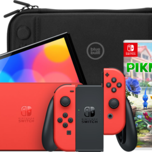 Nintendo Switch OLED Super Mario Editie + Pikmin 4 + BlueBuilt Beschermhoes - vergelijk en bespaar - Vergelijk365