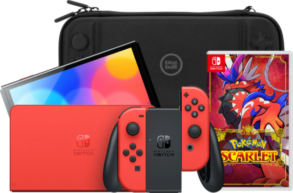 Nintendo Switch OLED Super Mario Editie + Pokémon Scarlet + BlueBuilt Beschermhoes - vergelijk en bespaar - Vergelijk365