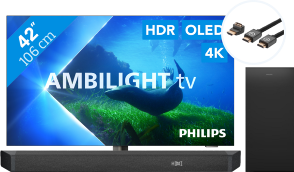 Philips 42OLED808 - Ambilight (2023) + Soundbar + Hdmi kabel - vergelijk en bespaar - Vergelijk365