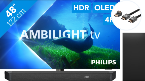 Philips 48OLED808 - Ambilight (2023) + Soundbar + Hdmi kabel - vergelijk en bespaar - Vergelijk365