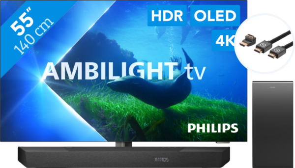 Philips 55OLED808 - Ambilight (2023) + Soundbar + Hdmi kabel - vergelijk en bespaar - Vergelijk365
