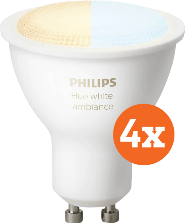 Philips Hue White Ambiance GU10 4-pack - vergelijk en bespaar - Vergelijk365