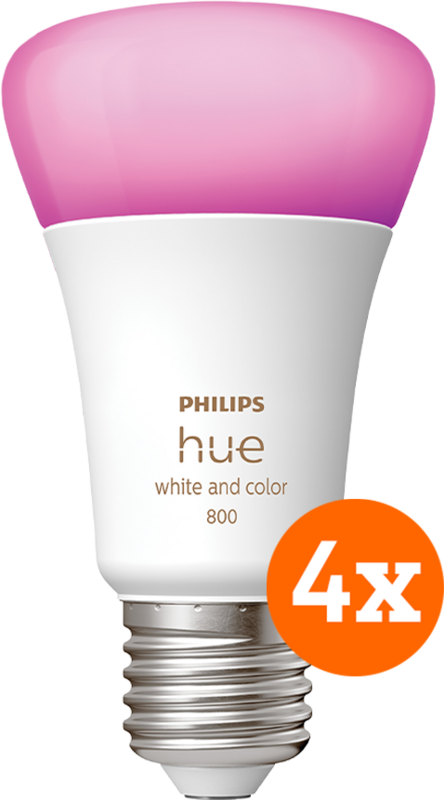 Philips Hue White and Color E27 800lm 4-Pack - vergelijk en bespaar - Vergelijk365