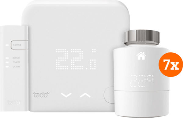 Tado Slimme Thermostaat V3+ startpakket + 7 radiatorknoppen - vergelijk en bespaar - Vergelijk365